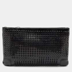 Christian Louboutin Black Patent and Leather Ruby Spike Clutch