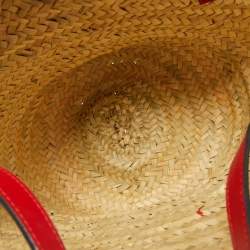 Christian Louboutin Tan/Natural Raffia Palm Pompom Loubishore Basket Bag