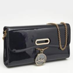 Christian Louboutin Dark Blue Patent Leather Riviera Chain Clutch