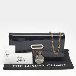Christian Louboutin Dark Blue Patent Leather Riviera Chain Clutch