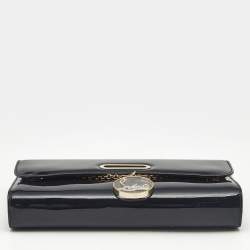Christian Louboutin Dark Blue Patent Leather Riviera Chain Clutch