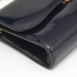 Christian Louboutin Dark Blue Patent Leather Riviera Chain Clutch