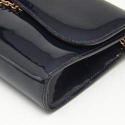 Christian Louboutin Dark Blue Patent Leather Riviera Chain Clutch