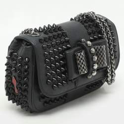 Christian Louboutin Black Leather Mini Spiked Sweet Charity Crossbody Bag