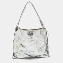 Christian Louboutin Silver Crackled Patent Leather Le 54 Tote