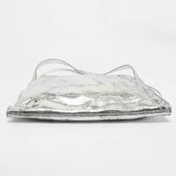 Christian Louboutin Silver Crackled Patent Leather Le 54 Tote