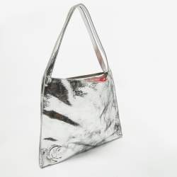 Christian Louboutin Silver Crackled Patent Leather Le 54 Tote