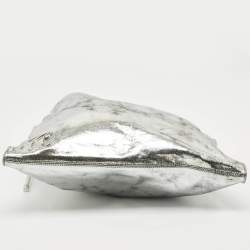 Pre Owned Christian Louboutin Silver Crackled Laminated Leather Le 54 Tote