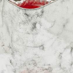 Pre Owned Christian Louboutin Silver Crackled Laminated Leather Le 54 Tote
