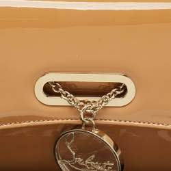Pre Owned Christian Louboutin Beige Patent Leather Riviera Flap Chain Clutch