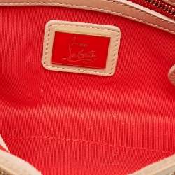 Pre Owned Christian Louboutin Beige Patent Leather Riviera Flap Chain Clutch