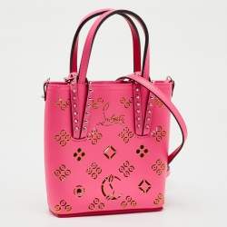Pre Owned Christian Louboutin Pink Perforated Leather Mini Cabata Loubinthesky Tote