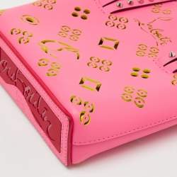 Pre Owned Christian Louboutin Pink Perforated Leather Mini Cabata Loubinthesky Tote