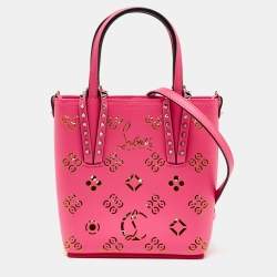 Pre Owned Christian Louboutin Pink Perforated Leather Mini Cabata Loubinthesky Tote