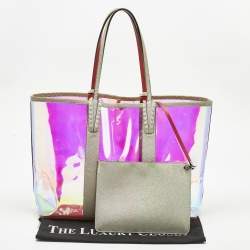 Pre Owned Christian Louboutin Grey Holographic PVC and Glitter Large Cabata Tote