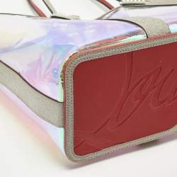 Pre Owned Christian Louboutin Grey Holographic PVC and Glitter Large Cabata Tote