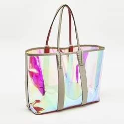 Pre Owned Christian Louboutin Grey Holographic PVC and Glitter Large Cabata Tote