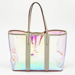 Pre Owned Christian Louboutin Grey Holographic PVC and Glitter Large Cabata Tote