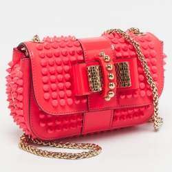 Pre Owned Christian Louboutin Neon Pink Leather Sweet Charity Crossbody Bag