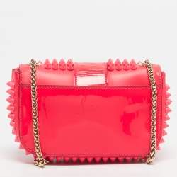 Pre Owned Christian Louboutin Neon Pink Leather Sweet Charity Crossbody Bag