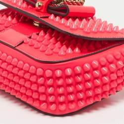 Pre Owned Christian Louboutin Neon Pink Leather Sweet Charity Crossbody Bag