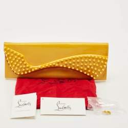 Pre Owned Christian Louboutin Yellow Patent Leather Pigalle Spikes Clutch