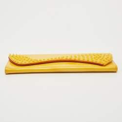 Pre Owned Christian Louboutin Yellow Patent Leather Pigalle Spikes Clutch
