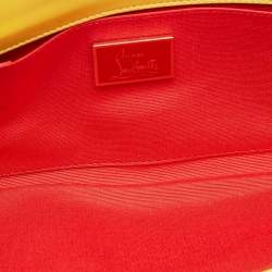 Pre Owned Christian Louboutin Yellow Patent Leather Pigalle Spikes Clutch