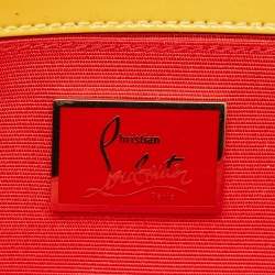 Pre Owned Christian Louboutin Yellow Patent Leather Pigalle Spikes Clutch
