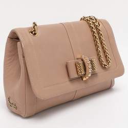 Pre Owned Christian Louboutin Beige Leather Sweet Charity Shoulder Bag