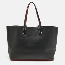 Pre Owned Christian Louboutin Black/Red Leather and Rubber Large Cabata Tote