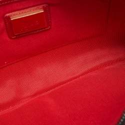 Pre Owned Christian Louboutin Black/Red Patent Leather Loubiposh Valentine Spike Chain Clutch