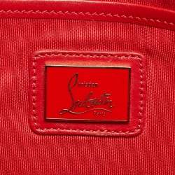 Pre Owned Christian Louboutin Black/Red Patent Leather Loubiposh Valentine Spike Chain Clutch