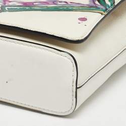 Pre Owned Christian Louboutin White Leather Rubylou Love Flap Shoulder Bag