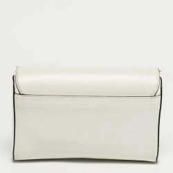 Pre Owned Christian Louboutin White Leather Rubylou Love Flap Shoulder Bag