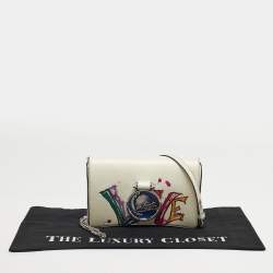 Pre Owned Christian Louboutin White Leather Rubylou Love Flap Shoulder Bag
