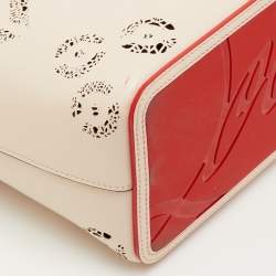 Pre Owned حقيبة تسوق كريستيان لوبوتان كاباتا جلد بيج صغيرة مثقبة بمسامير