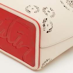 Pre Owned حقيبة تسوق كريستيان لوبوتان كاباتا جلد بيج صغيرة مثقبة بمسامير