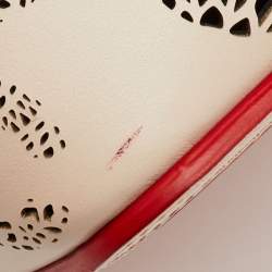 Pre Owned حقيبة تسوق كريستيان لوبوتان كاباتا جلد بيج صغيرة مثقبة بمسامير