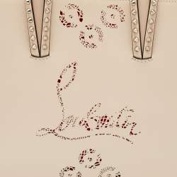 Pre Owned حقيبة تسوق كريستيان لوبوتان كاباتا جلد بيج صغيرة مثقبة بمسامير