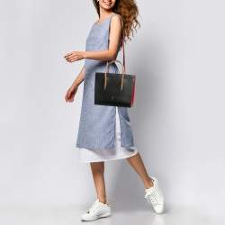 مملوكة مسبقًا Christian Louboutin Paloma Medium Black/Beige Leopard Print Patent and Leather Tote