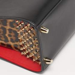مملوكة مسبقًا Christian Louboutin Paloma Medium Black/Beige Leopard Print Patent and Leather Tote