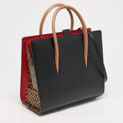 مملوكة مسبقًا Christian Louboutin Paloma Medium Black/Beige Leopard Print Patent and Leather Tote