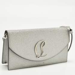 مملوكة مسبقًا حقيبة كلاتش كريستيان لوبوتان لوبي 54 جلد فضية براقة