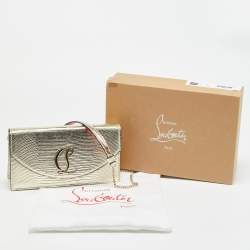 مملوكة مسبقًا Christian Louboutin Loubi54 Gold Lizard Embossed Leather Clutch Bag