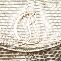مملوكة مسبقًا Christian Louboutin Loubi54 Gold Lizard Embossed Leather Clutch Bag