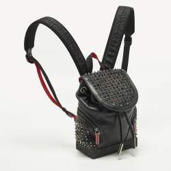 Pre Owned Christian Louboutin Spike Explorafunk Small Black Leather Backpack