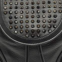 Pre Owned Christian Louboutin Spike Explorafunk Small Black Leather Backpack