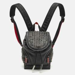 Pre Owned Christian Louboutin Spike Explorafunk Small Black Leather Backpack