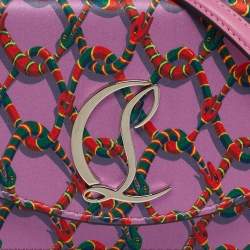 Pre Owned Christian Louboutin Loubi54 Purple Snake Print Satin Clutch Bag